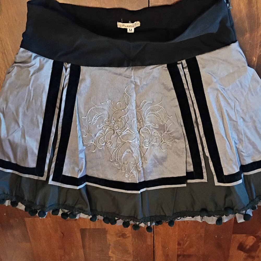 Picasso Gothic Tribal Bellydance Aline Panel Skirt.